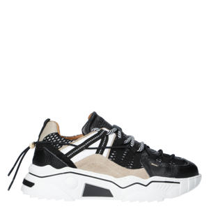 Orion chunky leren sneakers zwart/beige