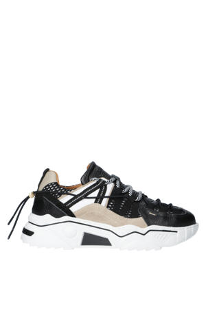 Orion chunky leren sneakers zwart/beige