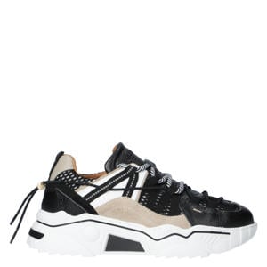 Orion chunky leren sneakers zwart/beige