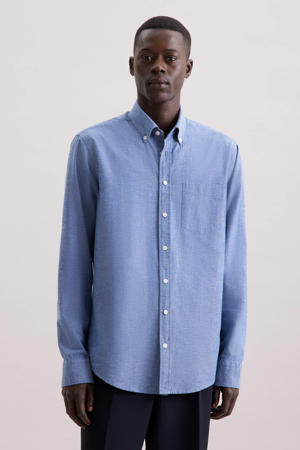 casual overhemd blauw
