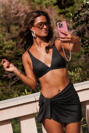 voorgevormde bikinitop met lurex zwart