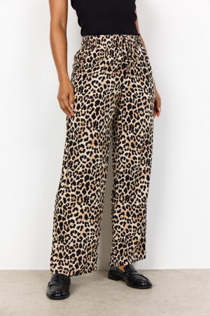 wide leg high waist broek beige
