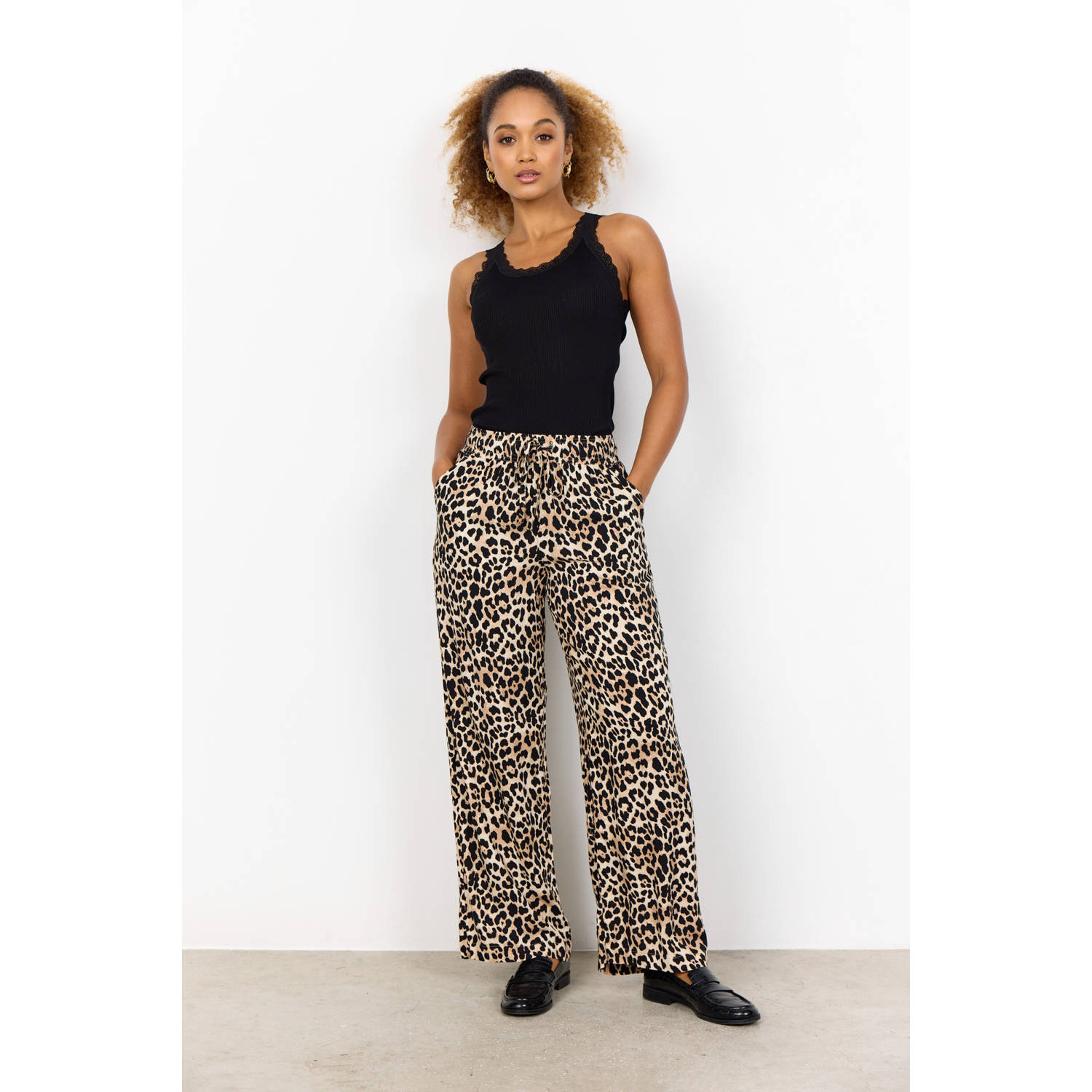 Soyaconcept wide leg high waist broek beige