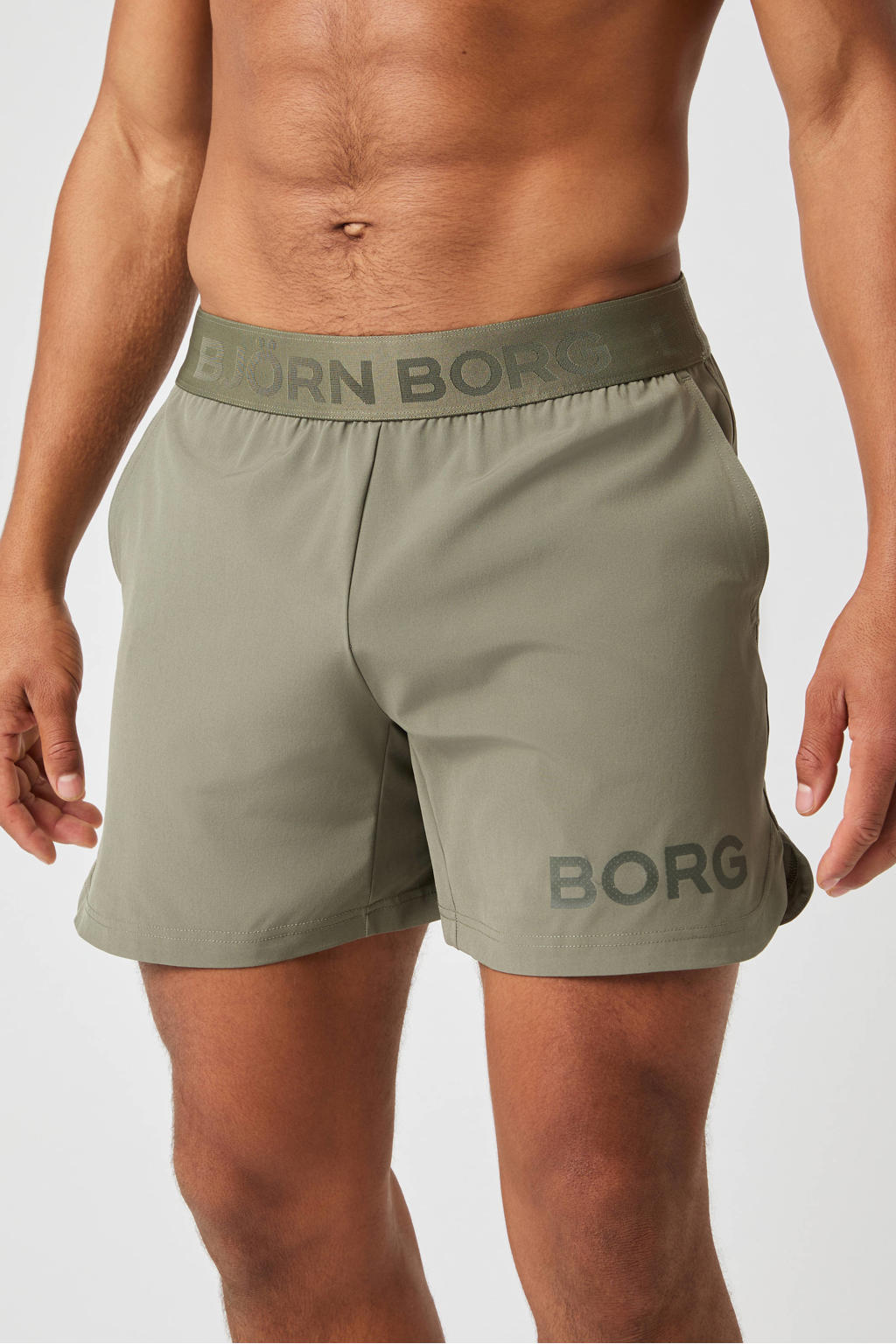 Groene heren Björn Borg sportshort short van polyester met regular fit, regular waist, elastische tailleband met koord en logo dessin