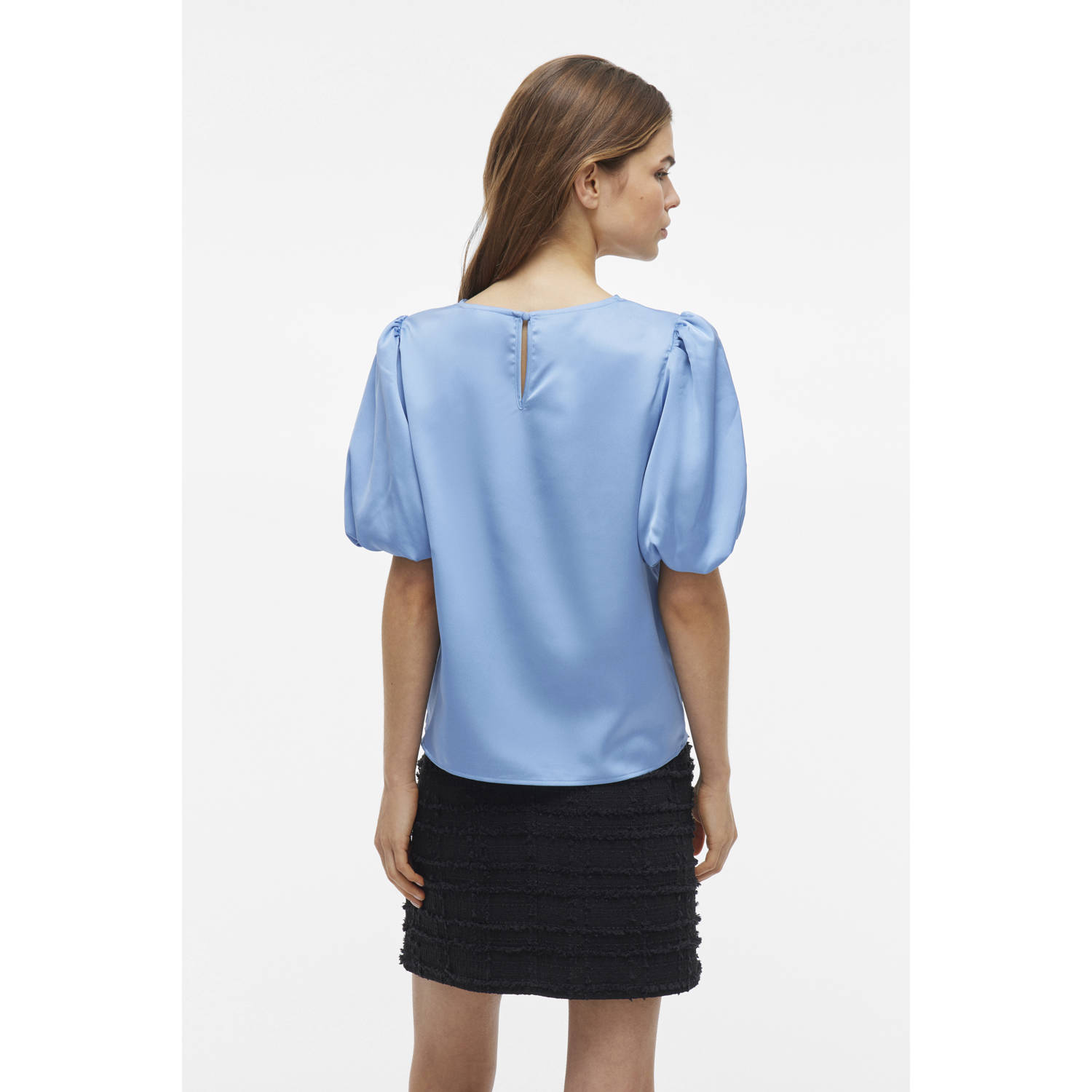 VILA satijnen blousetop blauw