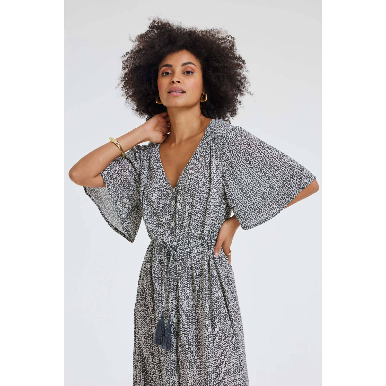 Didi maxi jurk zwart wit