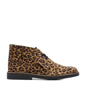 Evo suède veterboots met panterprint cognac