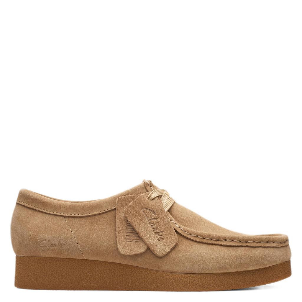 Zandkleurige dames Clarks Wallabee evo suède bootschoenen met veters