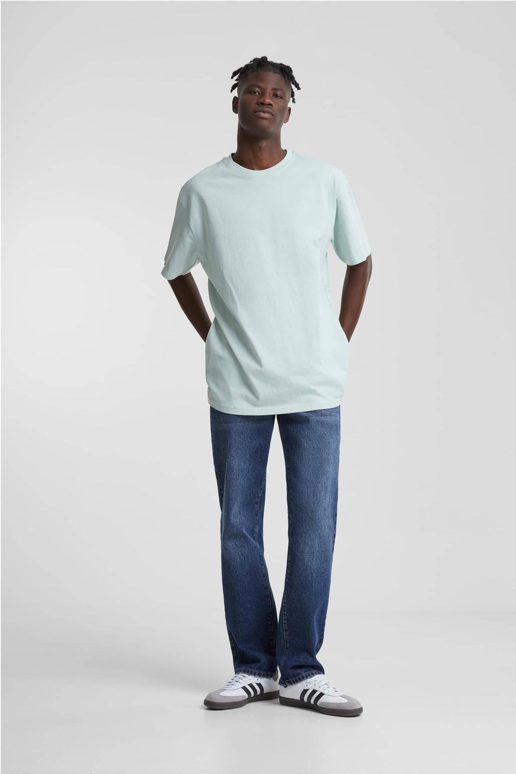 Mintgroene heren Urban Classics oversized T-shirt van katoen met effen, korte mouwen en ronde hals