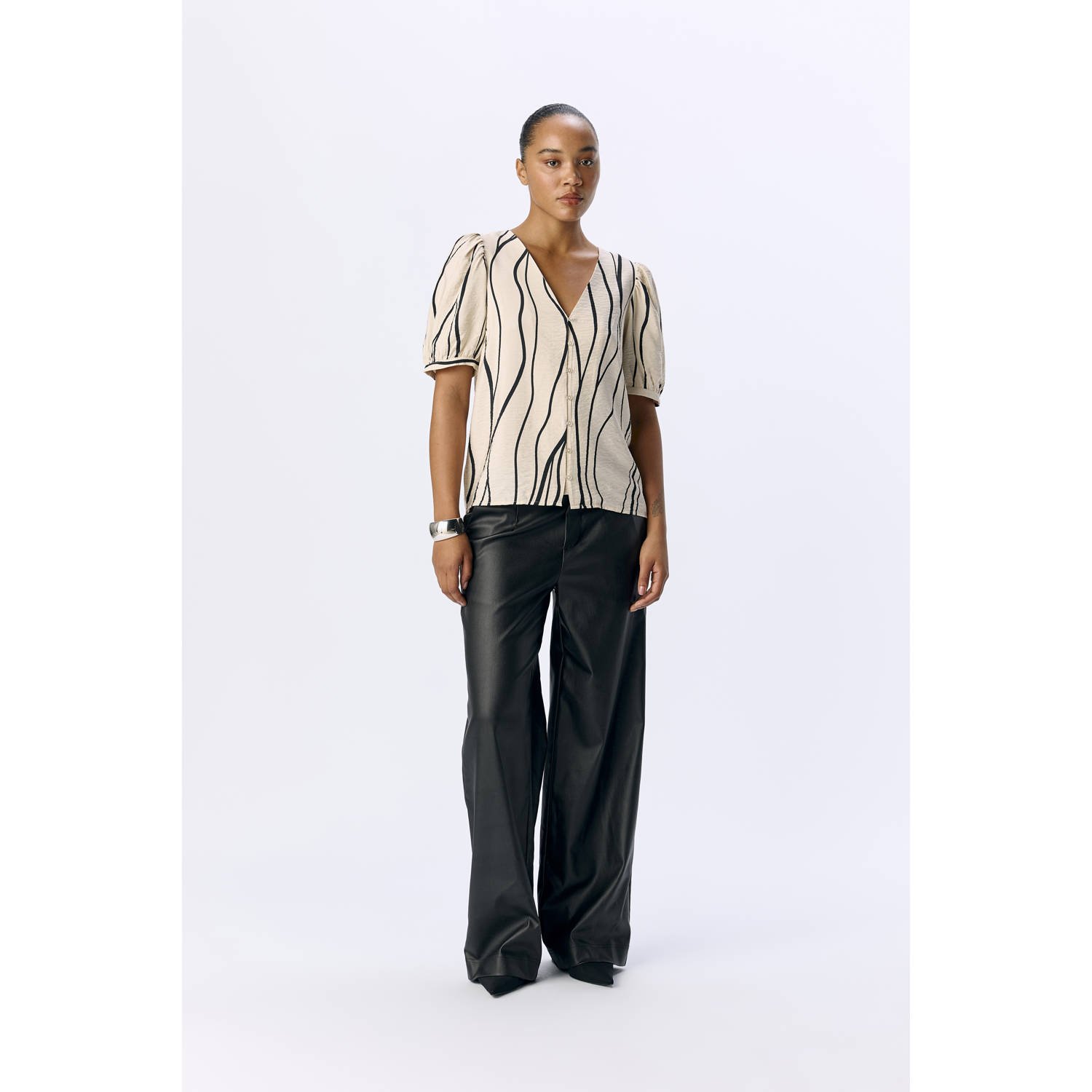 OBJECT blouse ecru zwart