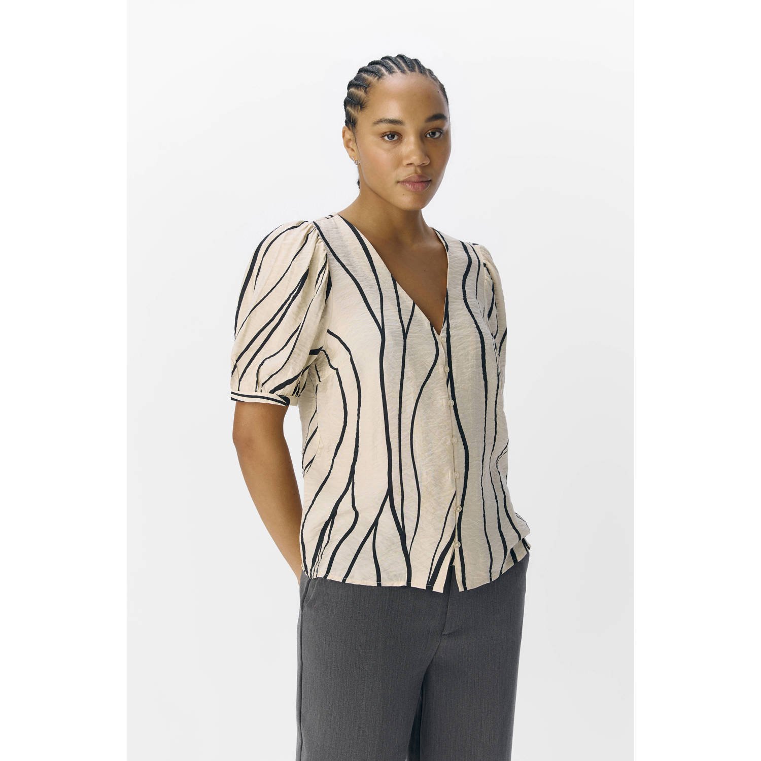OBJECT blouse ecru zwart