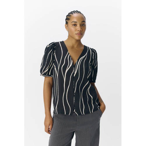 OBJECT blouse zwart / zand afbeelding