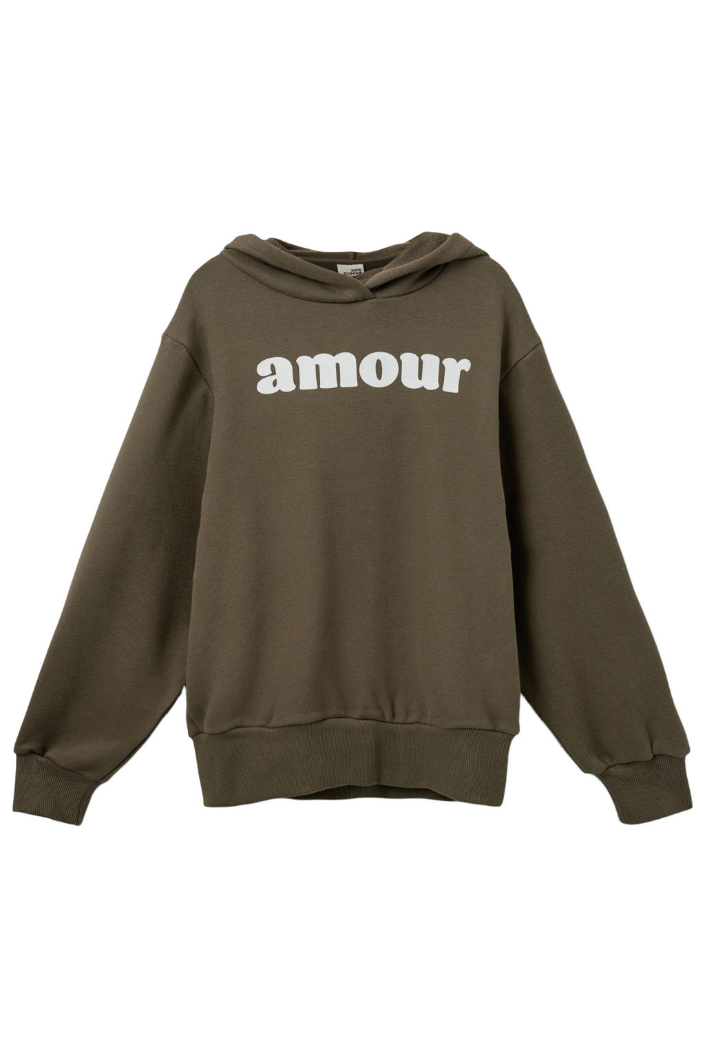 Groene meisjes Sofie Schnoor hoodie van stretchkatoen met tekst print, lange mouwen en capuchon