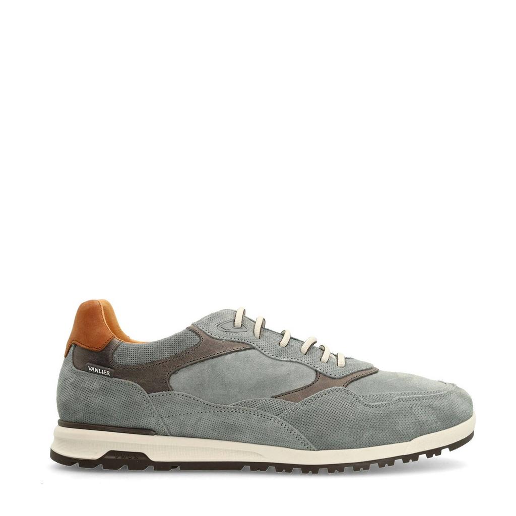 Grijze heren Van Lier suède sneakers met veters