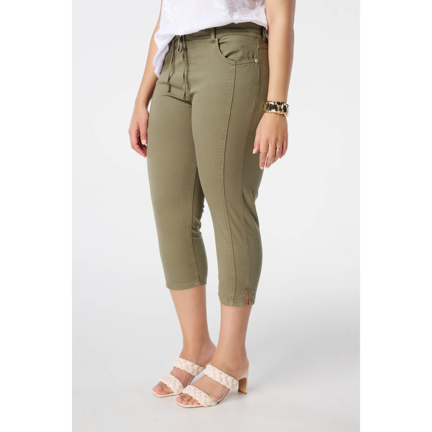 MS Mode aansluitend regular waist broek kaki