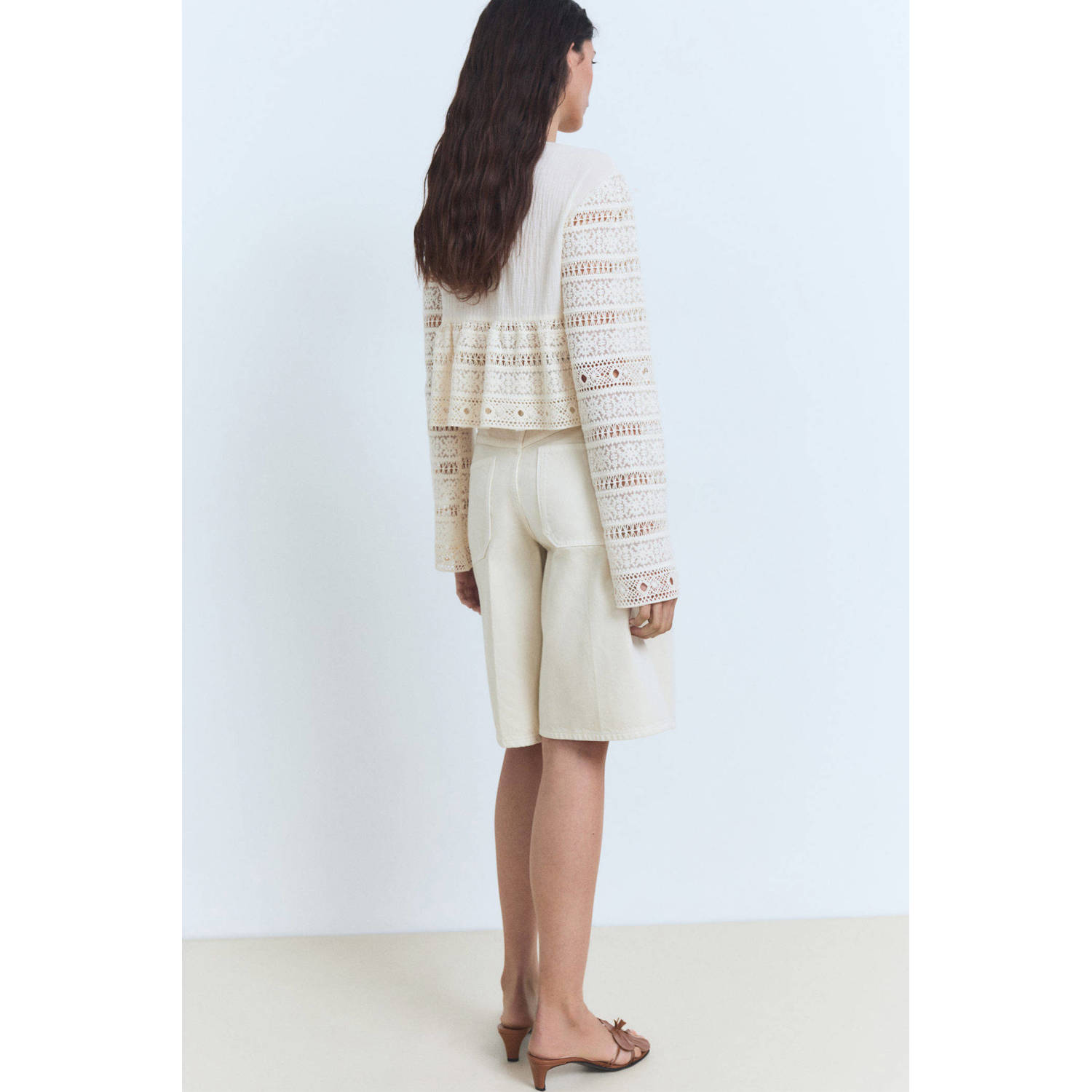 Mango top beige crochet