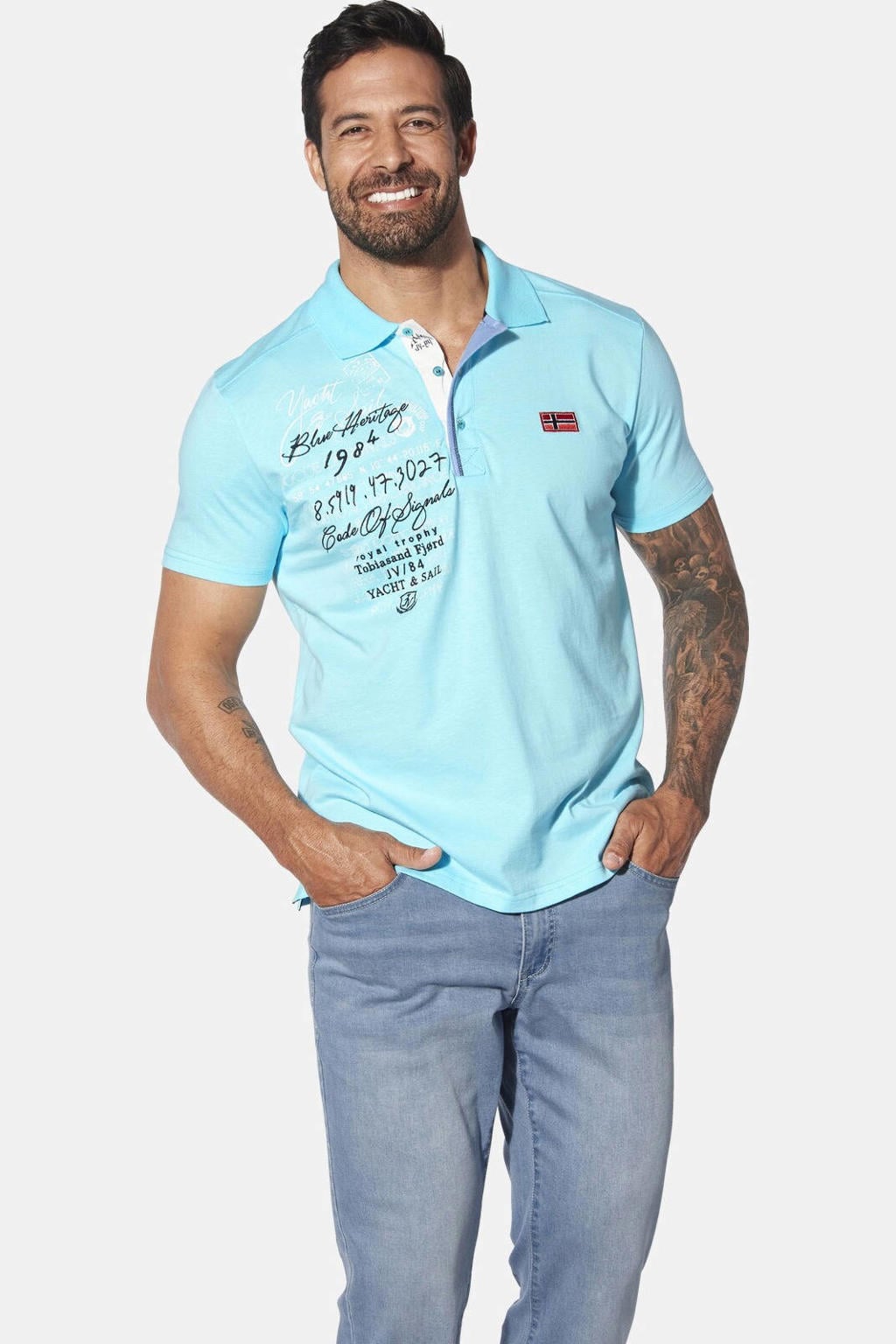 Jan Vanderstorm regular polo JANO Plus Size turquoise