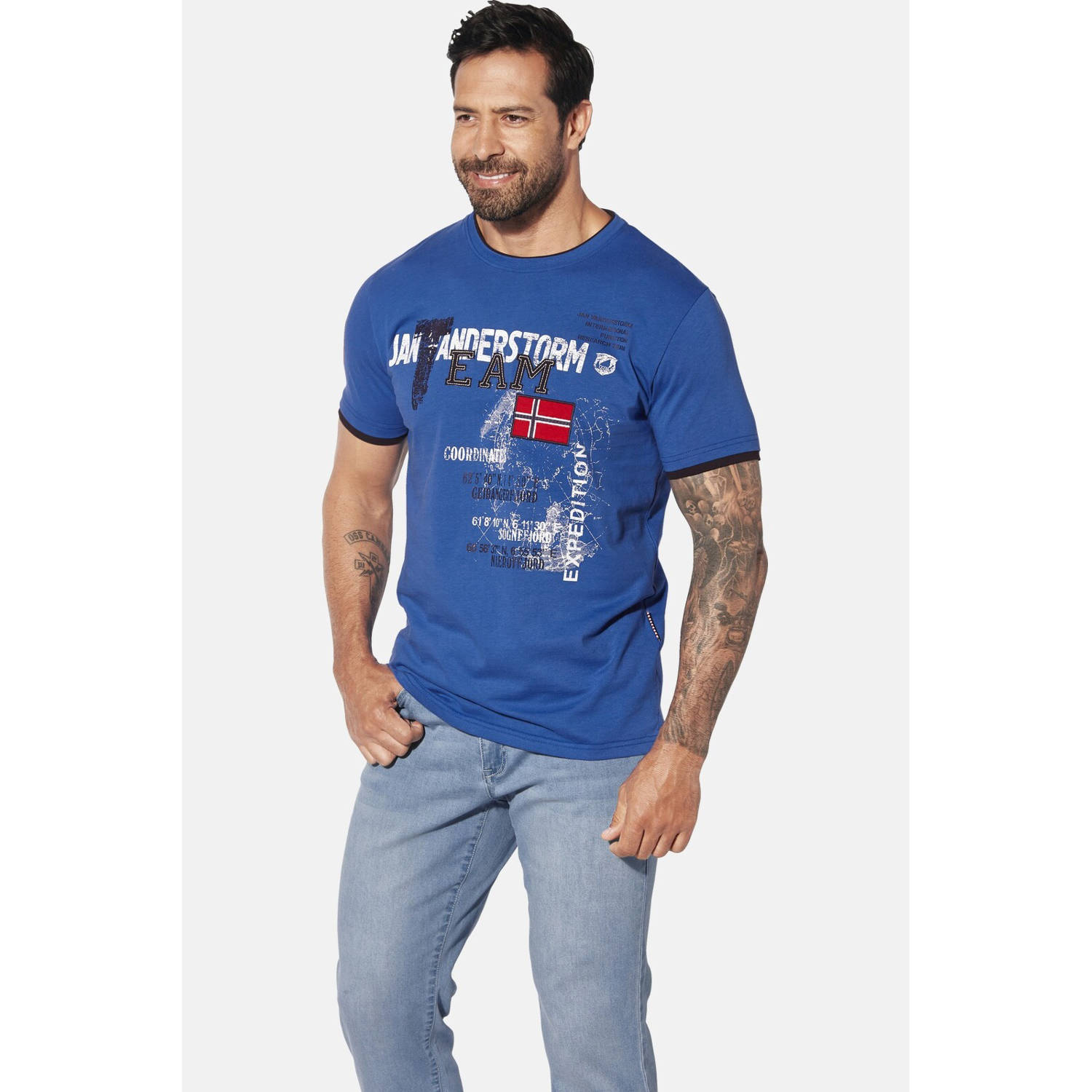 Jan Vanderstorm T-shirt SÖLVE Plus Size blauw