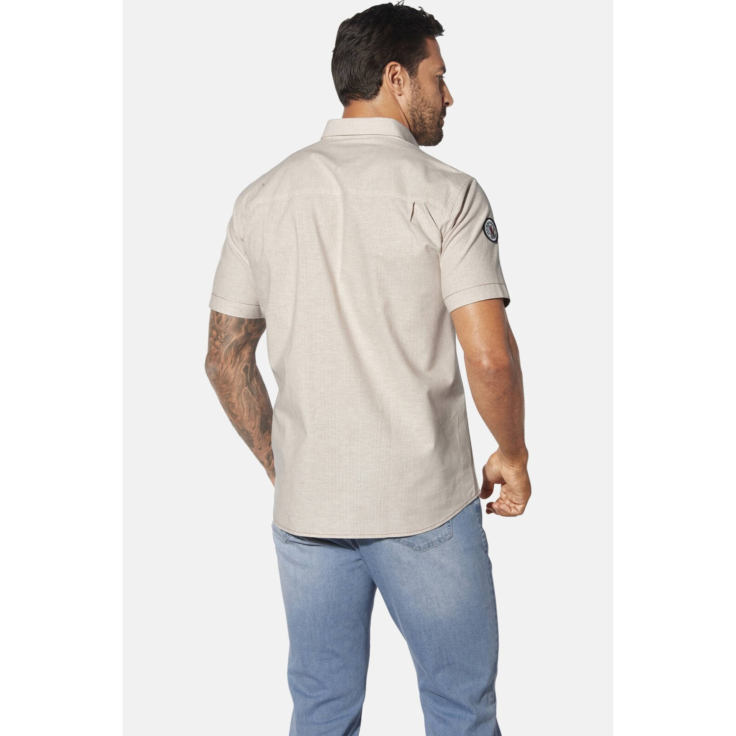 Jan Vanderstorm casual overhemd MILOS Plus Size lichtbruin