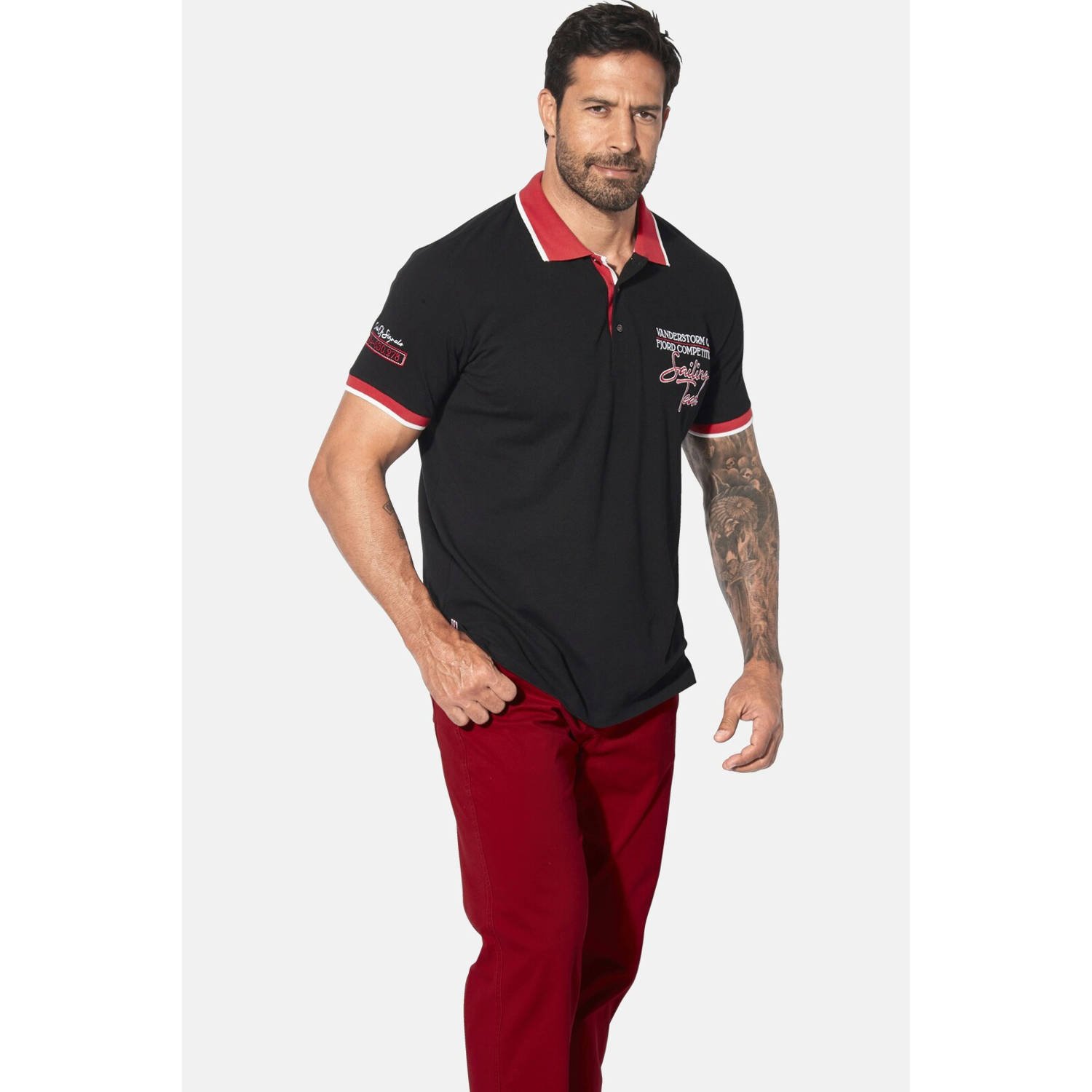 Jan Vanderstorm regular polo IWAR Plus Size zwart