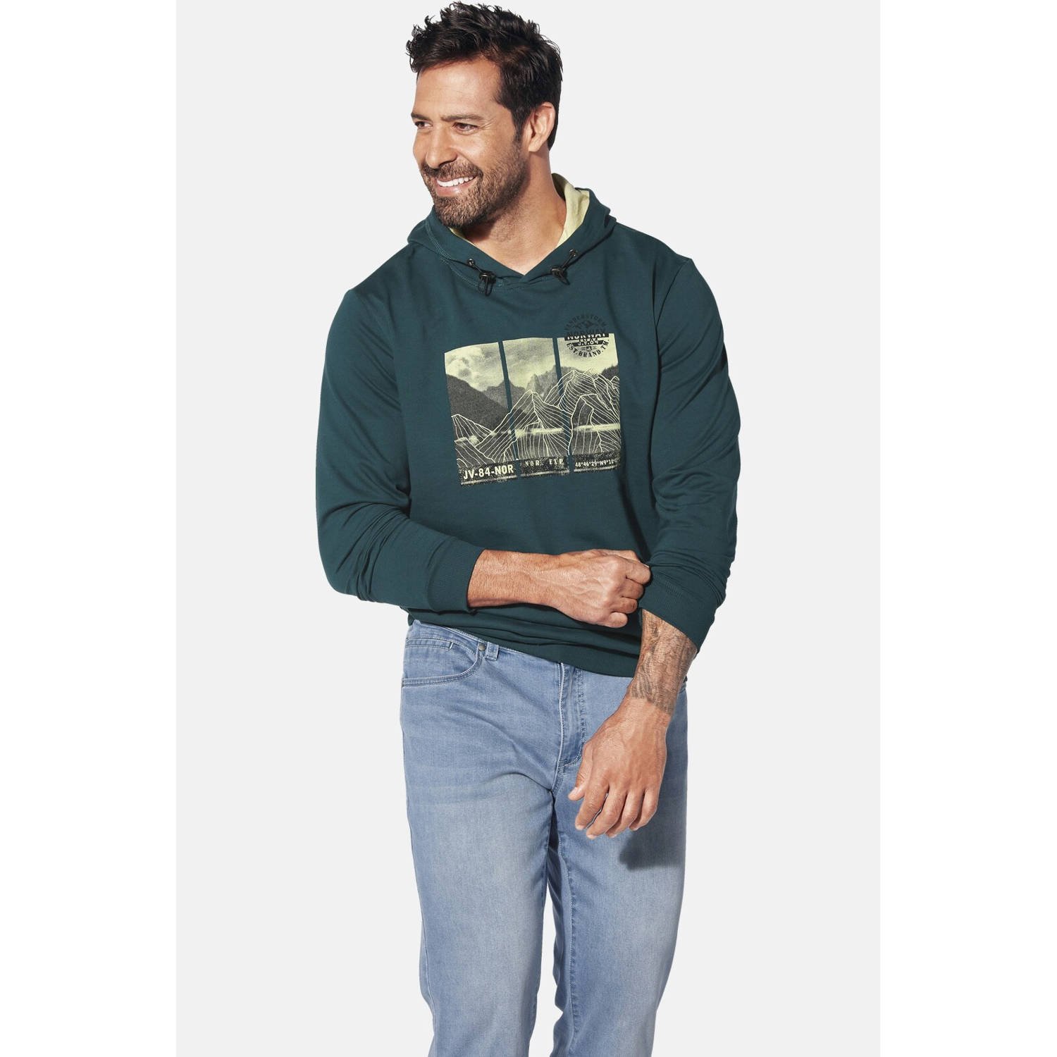 Jan Vanderstorm +FIT Collectie hoodie JIRI Plus Size donkergroen
