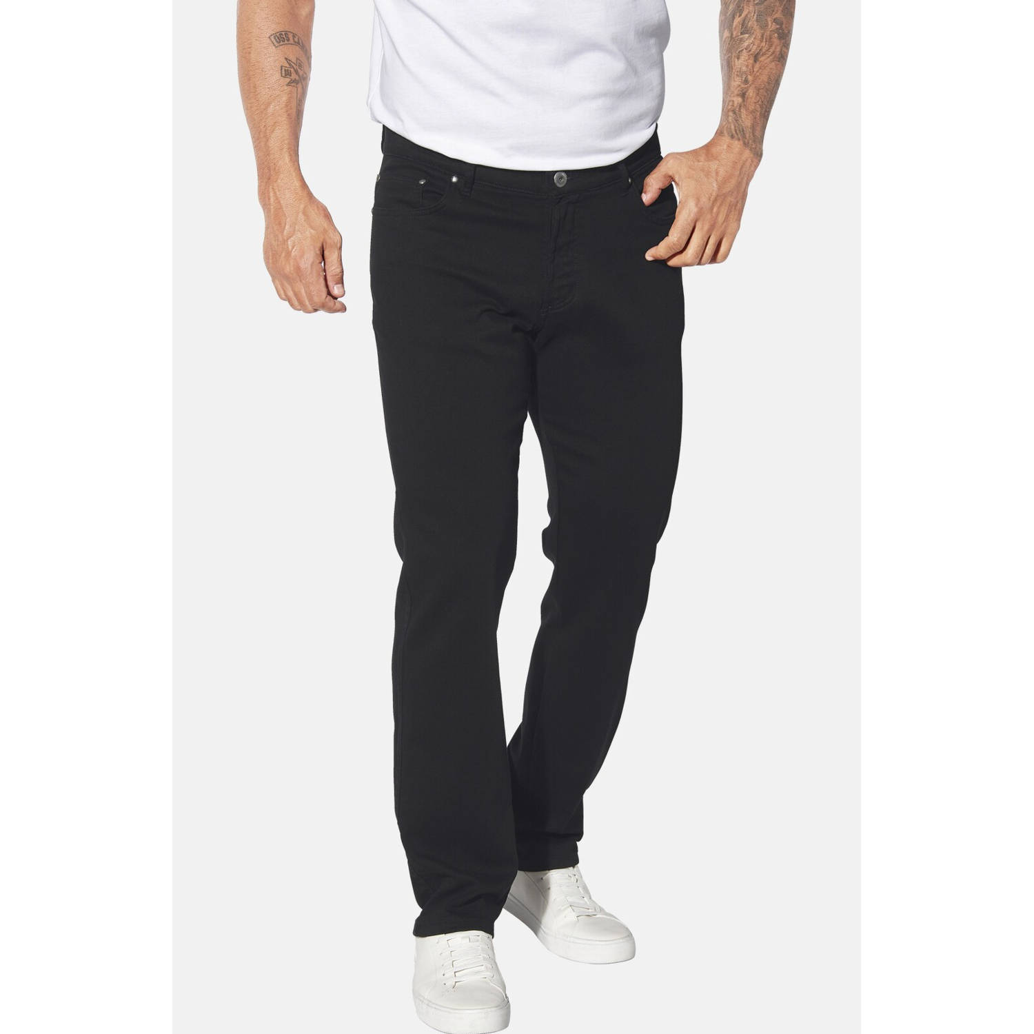 Jan Vanderstorm +FIT Collectie loose fit broek SIEGHART Plus Size zwart