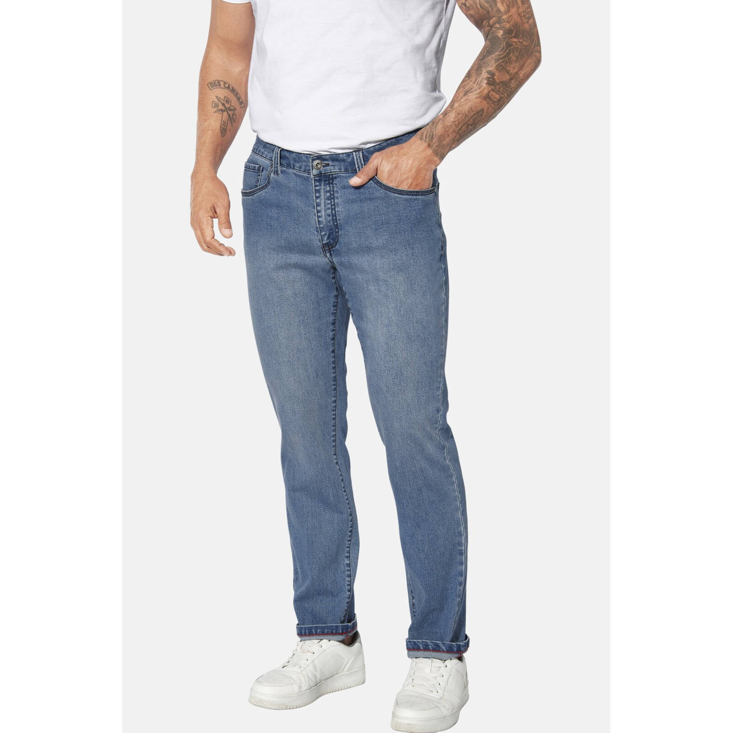 Jan Vanderstorm +FIT Collectie loose fit jeans RUNGHELM Plus Size lichtblauw