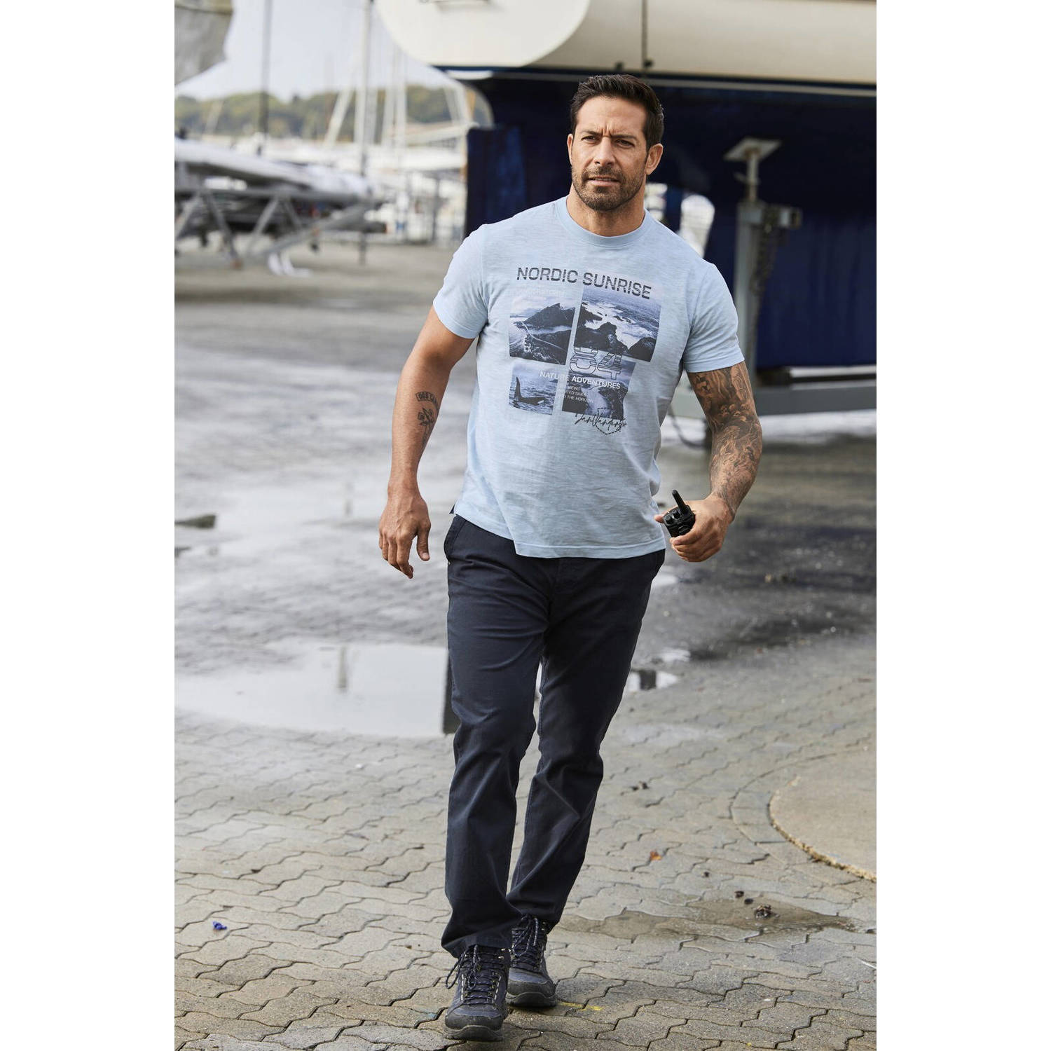 Jan Vanderstorm T-shirt INGTON Plus Size lichtblauw