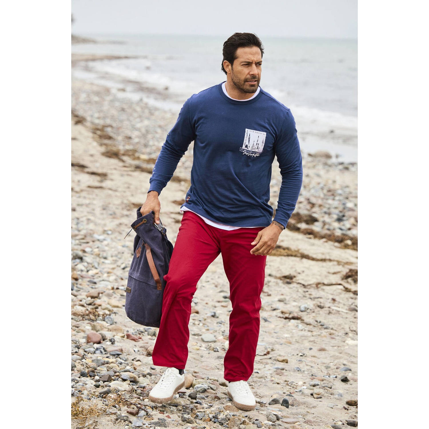 Jan Vanderstorm longsleeve WINHOLM Plus Size blauw