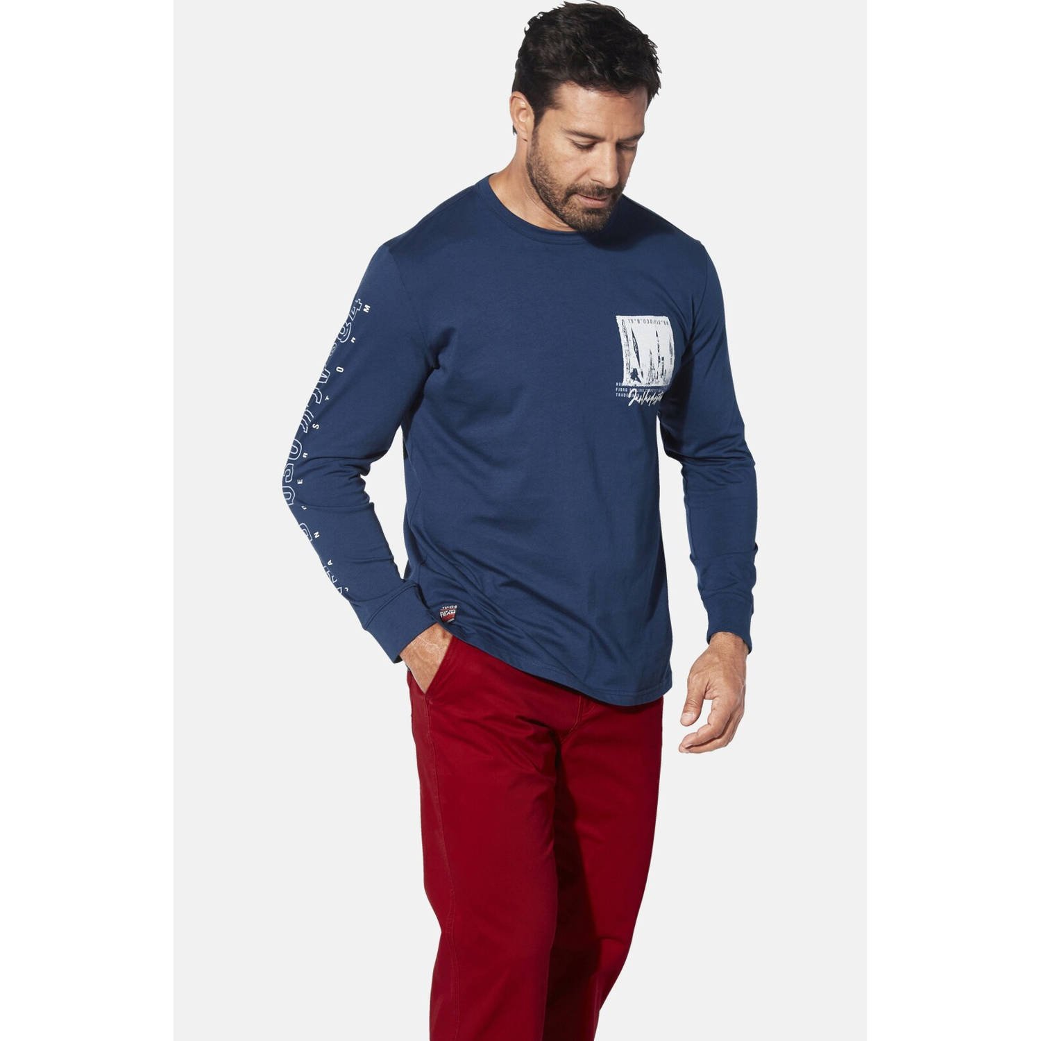 Jan Vanderstorm longsleeve WINHOLM Plus Size blauw