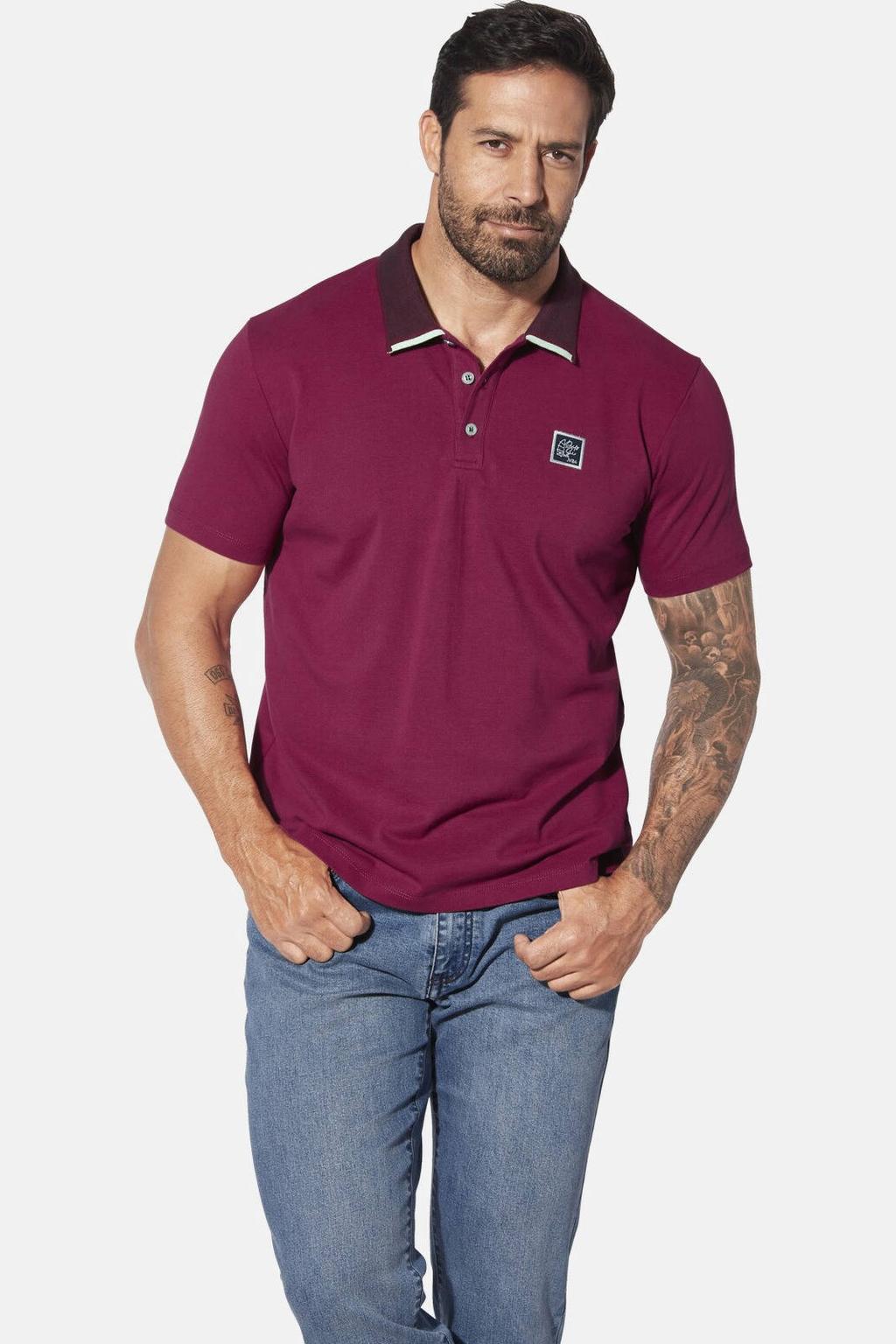 Jan Vanderstorm regular polo MORLAN Plus Size donkerrood