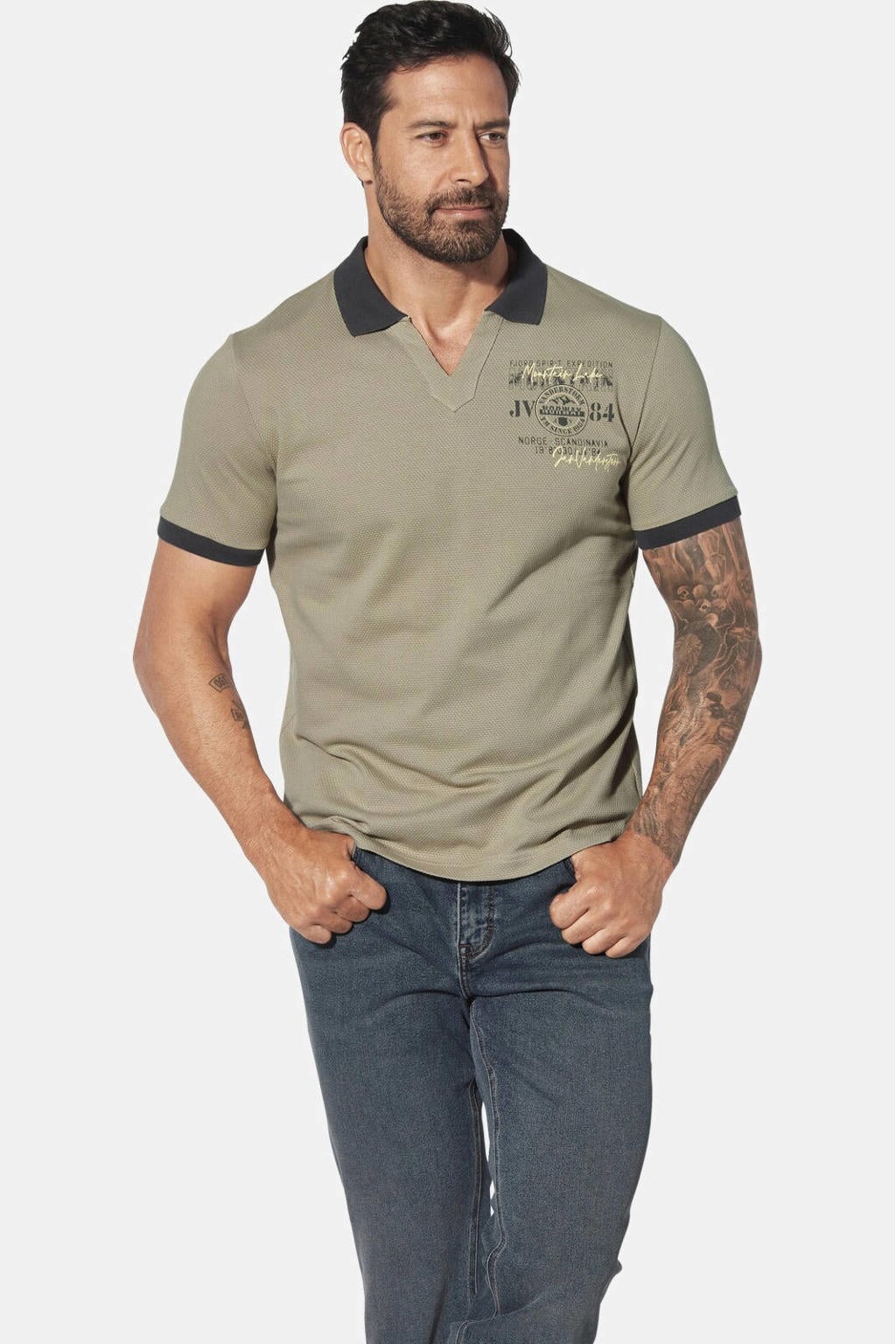 Jan Vanderstorm regular polo VOLKUR Plus Size kaki