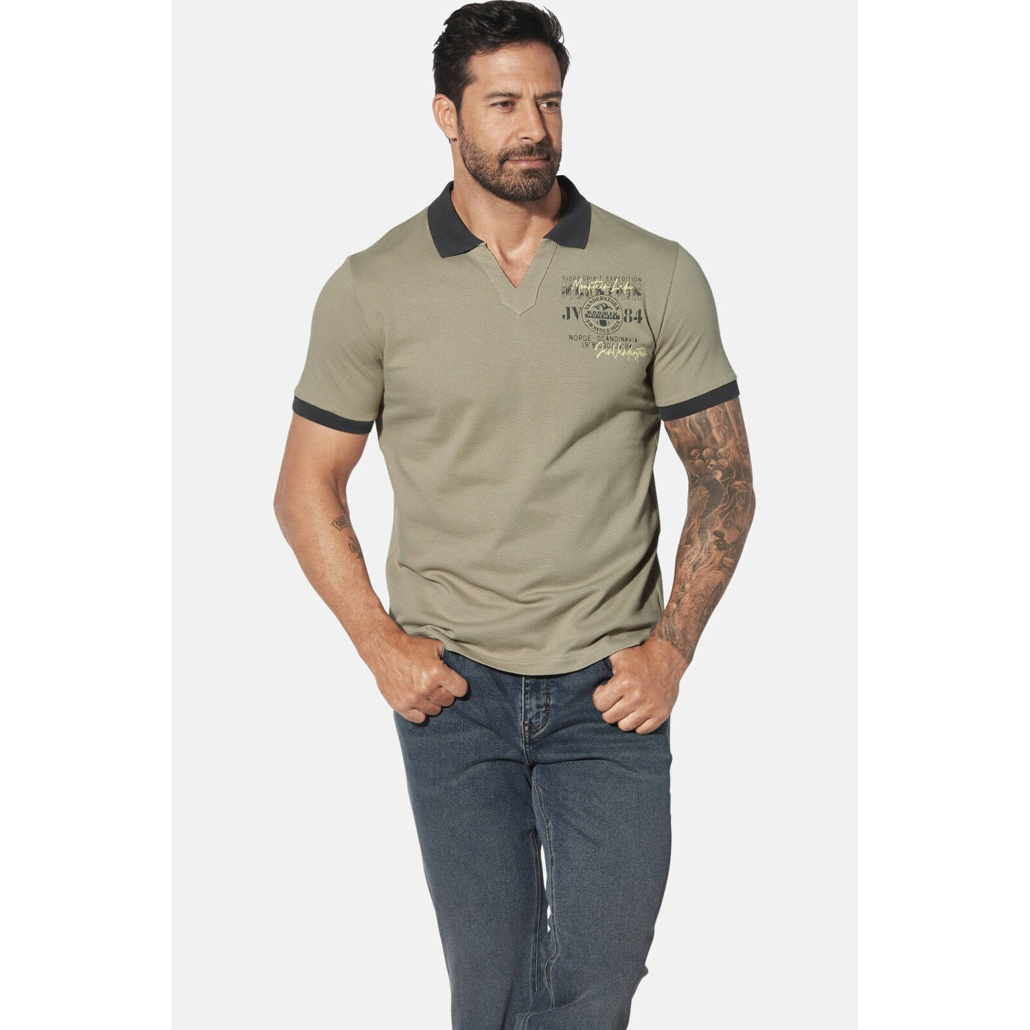 Jan Vanderstorm regular polo VOLKUR Plus Size kaki