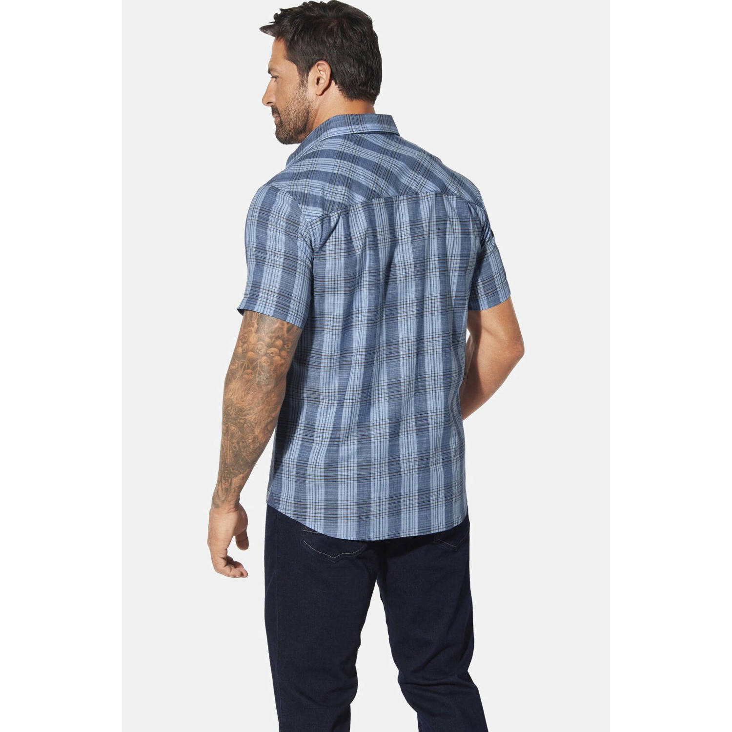Jan Vanderstorm casual overhemd HAGBUR Plus Size blauw