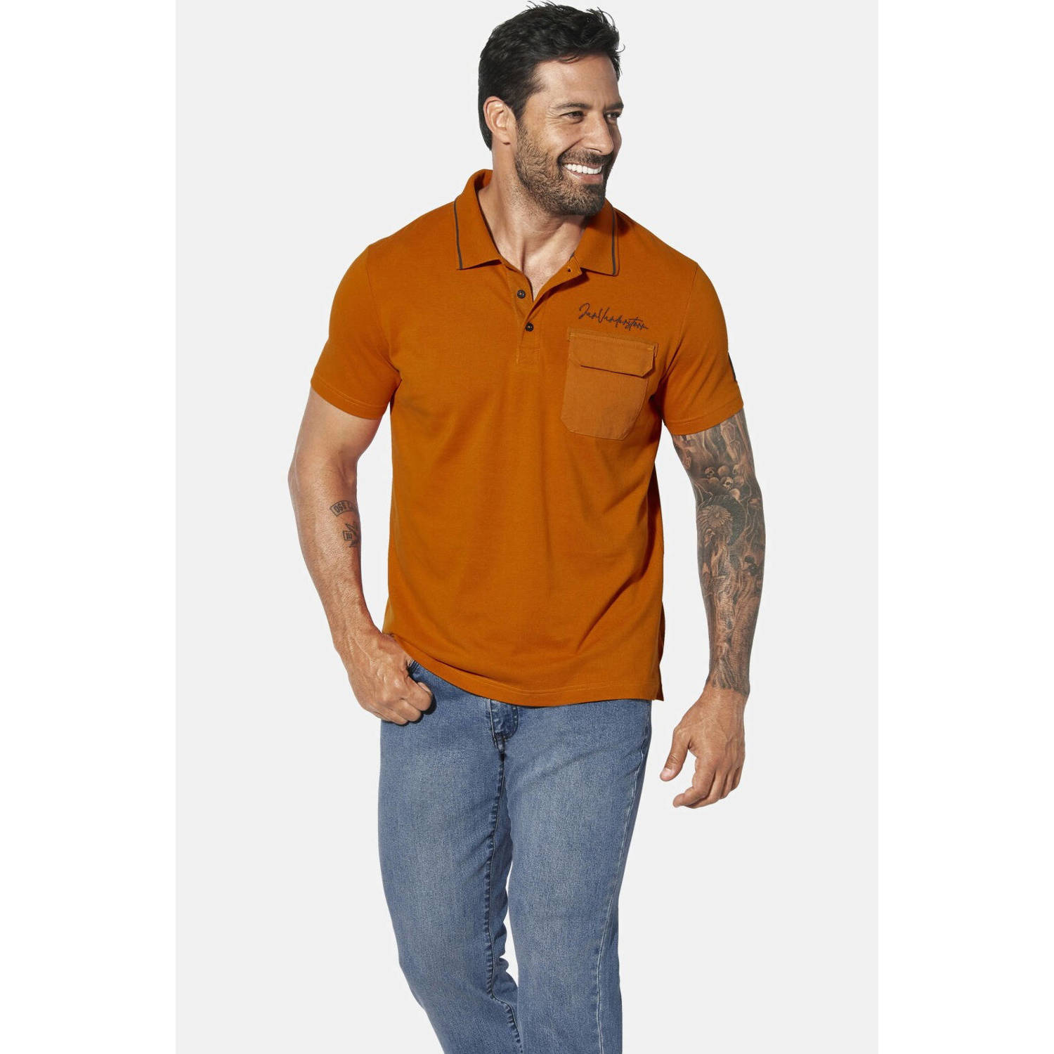 Jan Vanderstorm +FIT Collectie polo Plus Size STILTOR oranje
