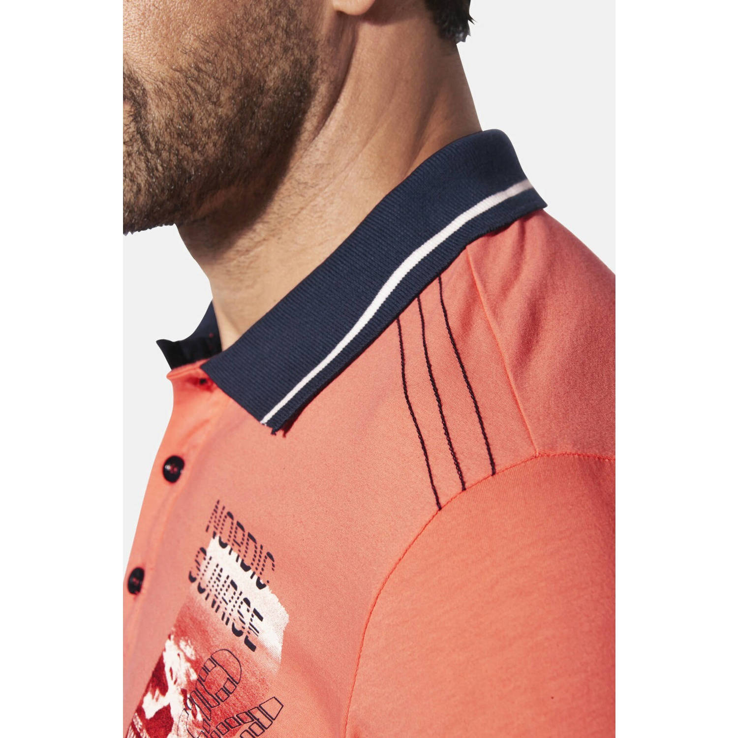 Jan Vanderstorm regular polo OLFTIN Plus Size koraalrood