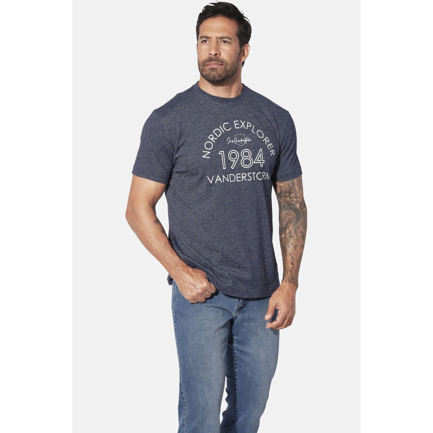 Jan Vanderstorm regular T-shirt KERLOVAN Plus Size donkerblauw