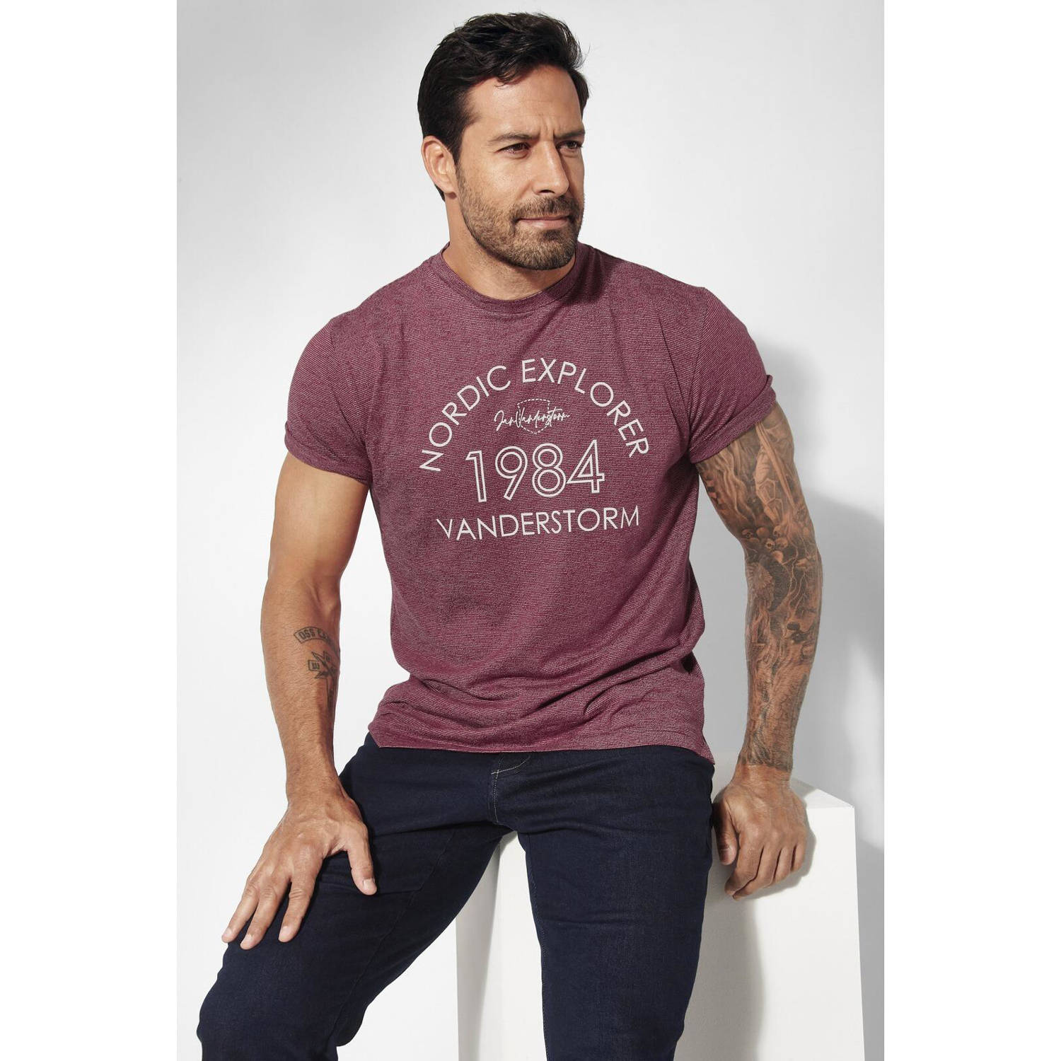 Jan Vanderstorm regular T-shirt KERLOVAN Plus Size donkerrood