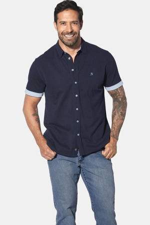 +FIT Collectie casual overhemd WUNZMAN Plus Size donkerblauw