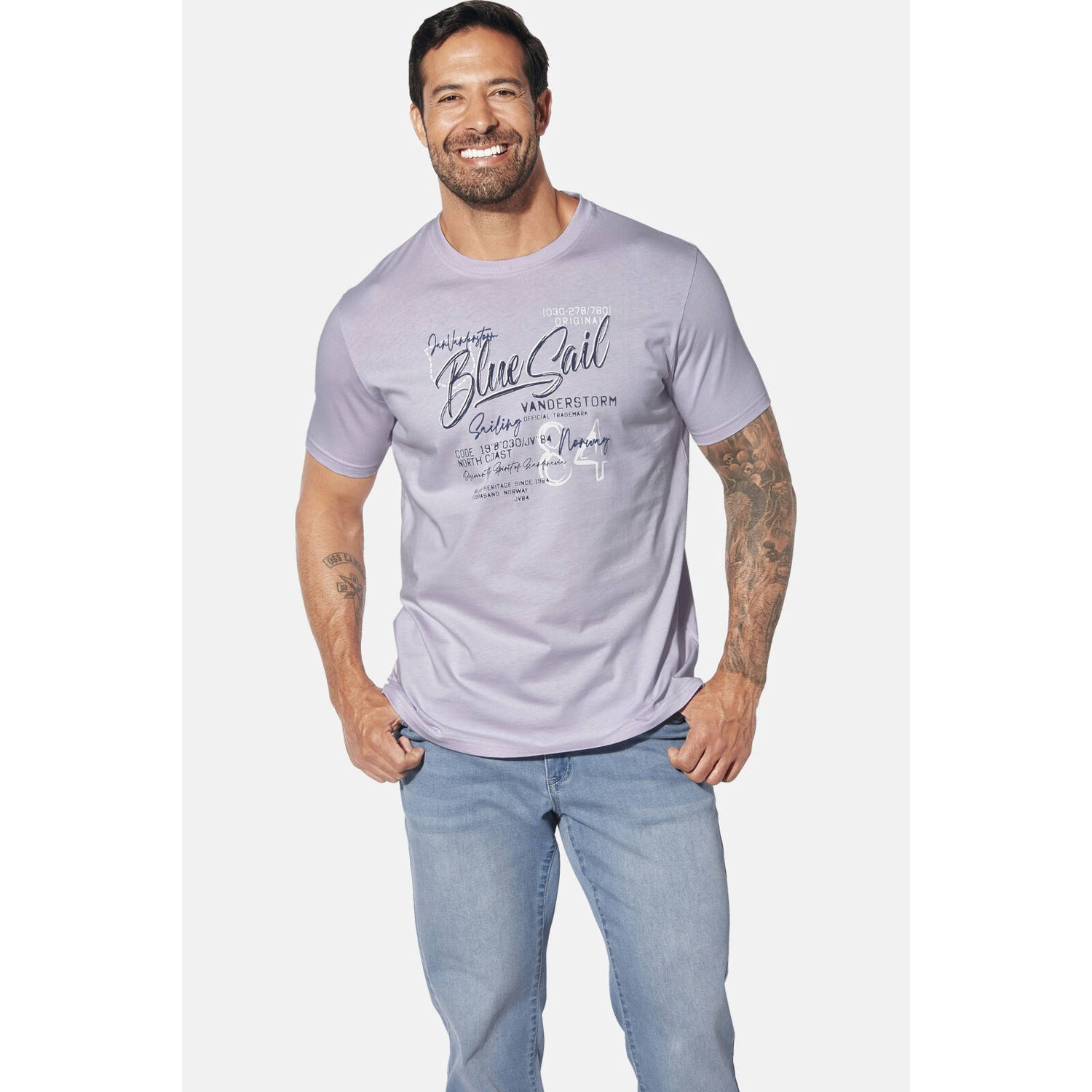 Jan Vanderstorm T-shirt OTHAN Plus Size lichtpaars