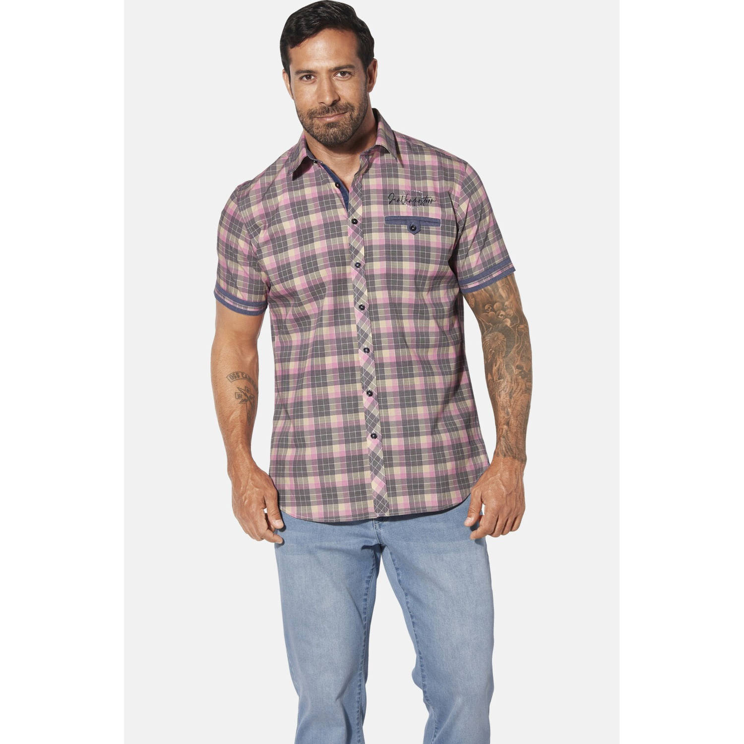 Jan Vanderstorm casual overhemd KJORKSE Plus Size roze