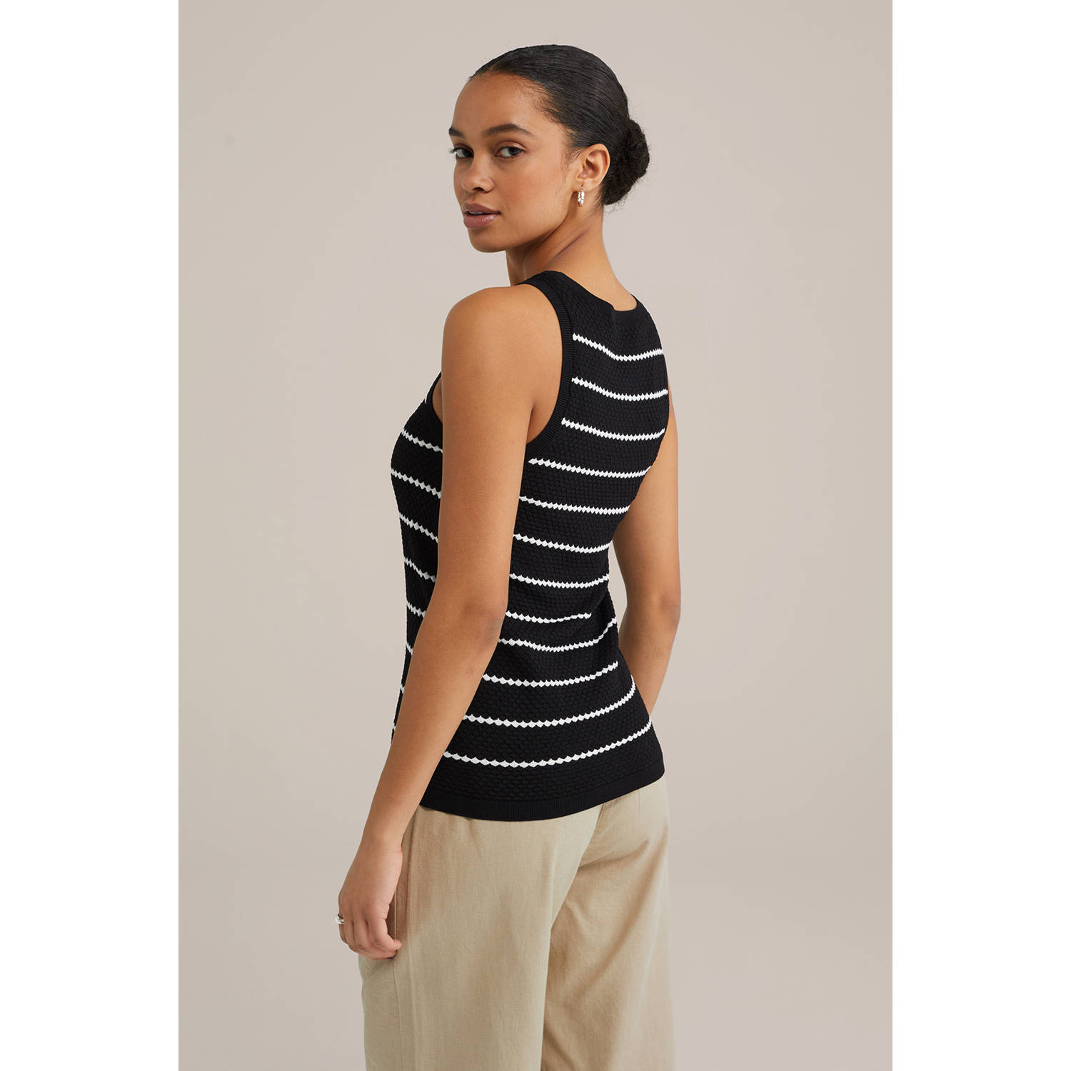WE Fashion mouwloze top zwart gebreid