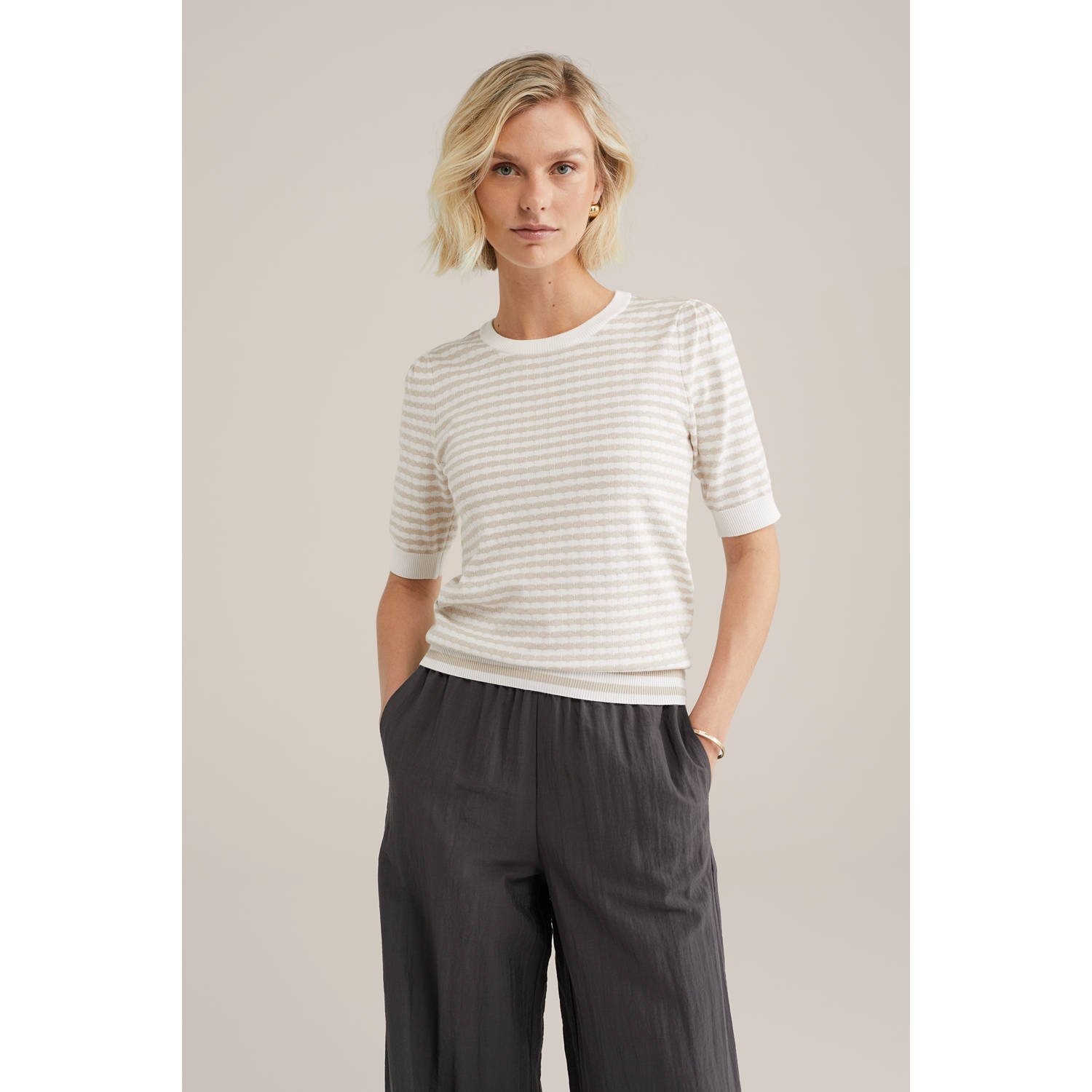 WE Fashion gebreide trui beige