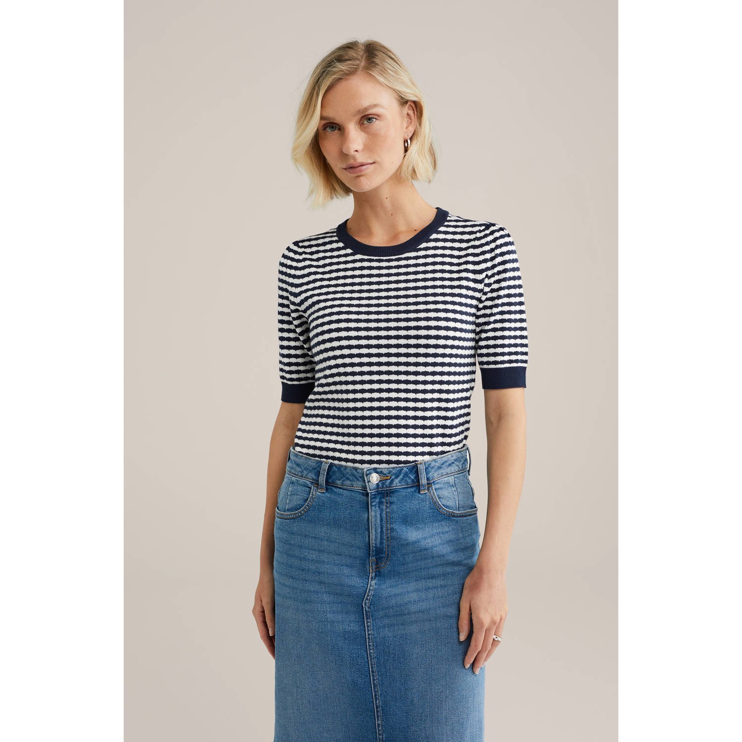WE Fashion gebreide trui donkerblauw