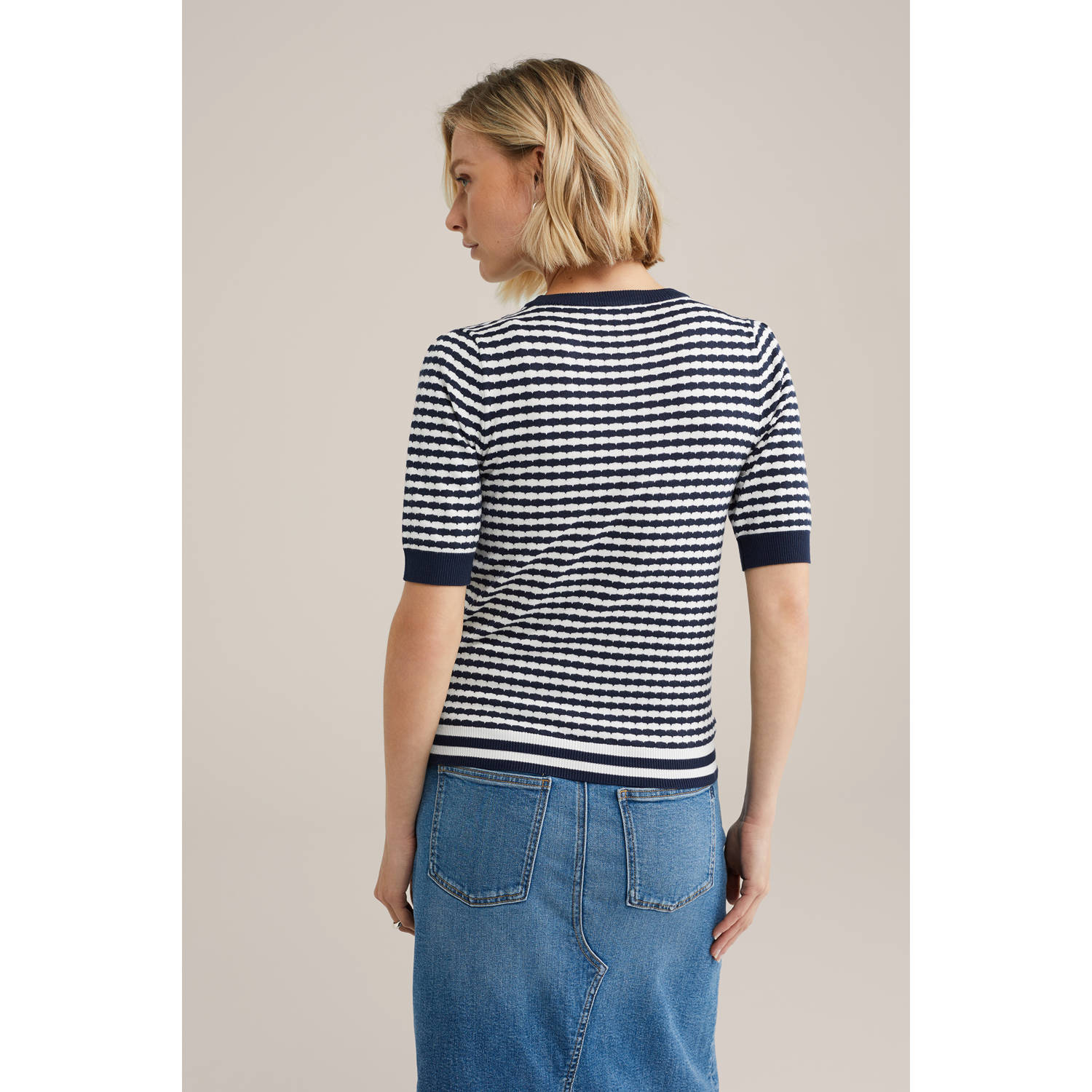 WE Fashion gebreide trui donkerblauw