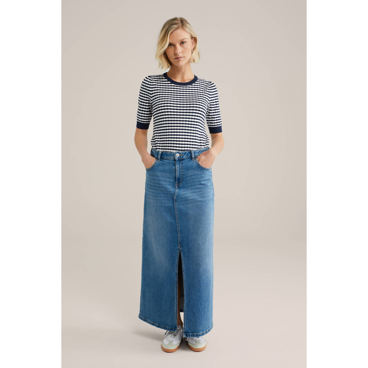 WE Fashion gebreide trui donkerblauw