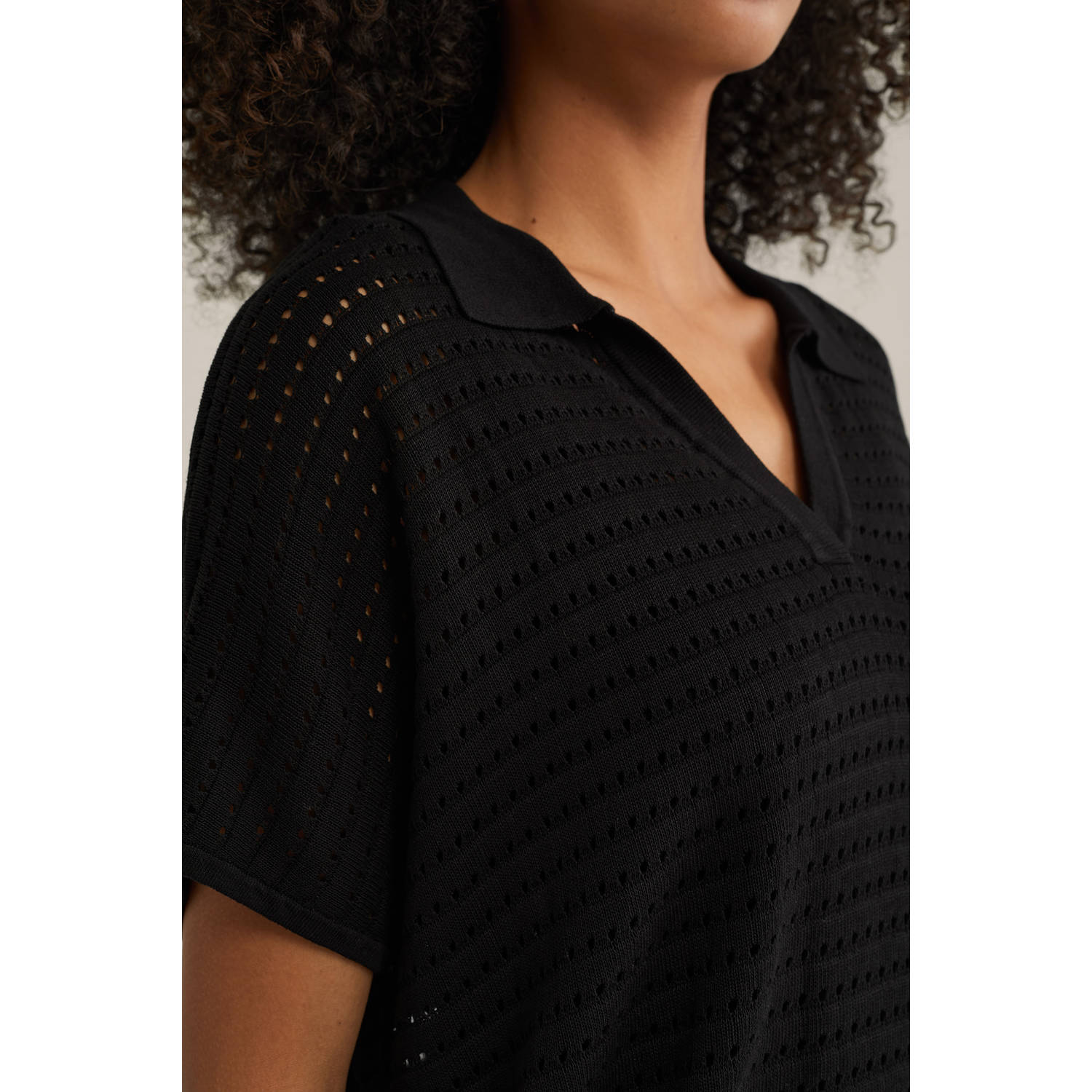 WE Fashion trui zwart gebreid