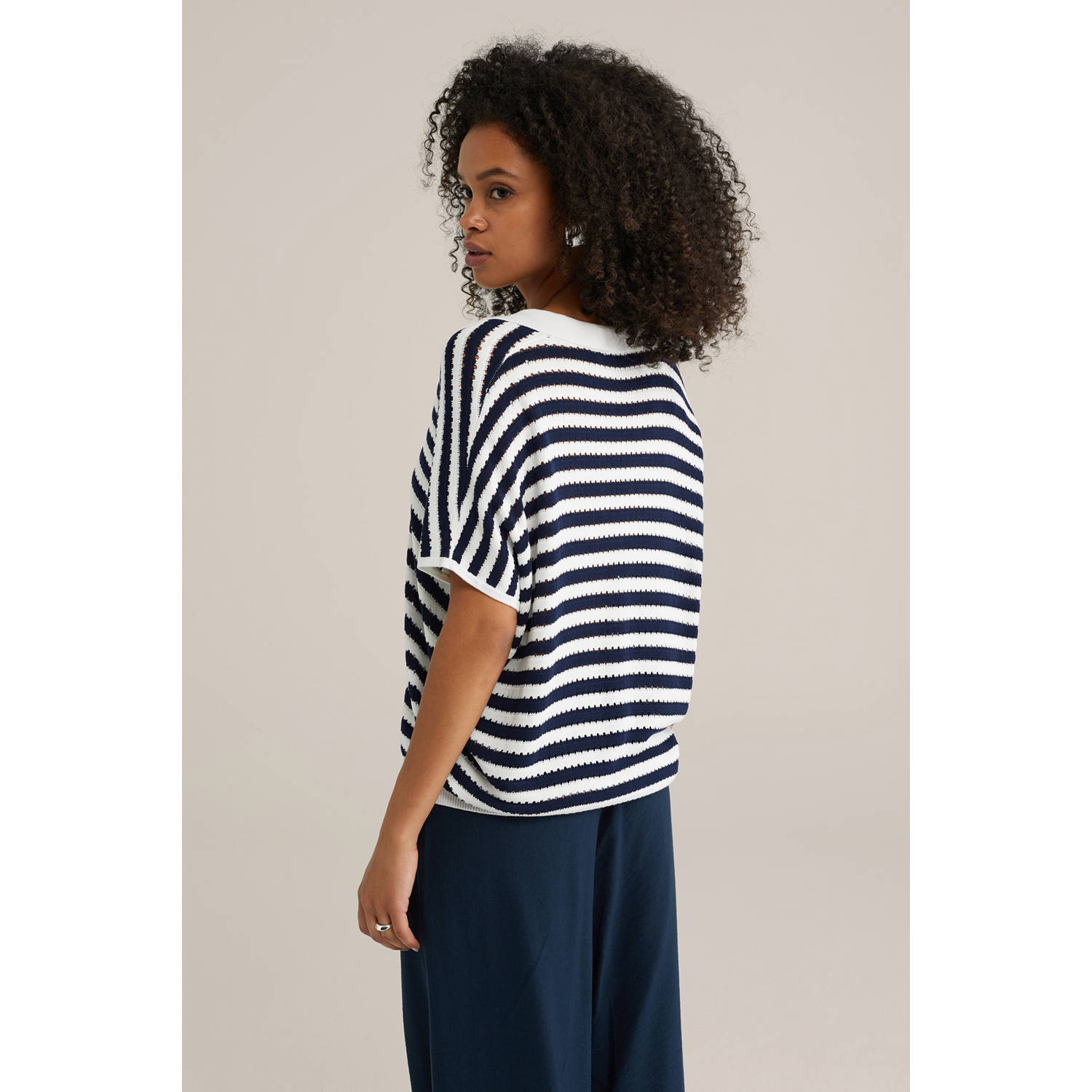 WE Fashion trui donkerblauw gebreid