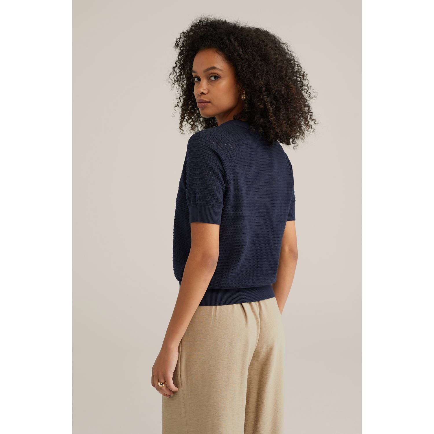 WE Fashion trui donkerblauw gebreid
