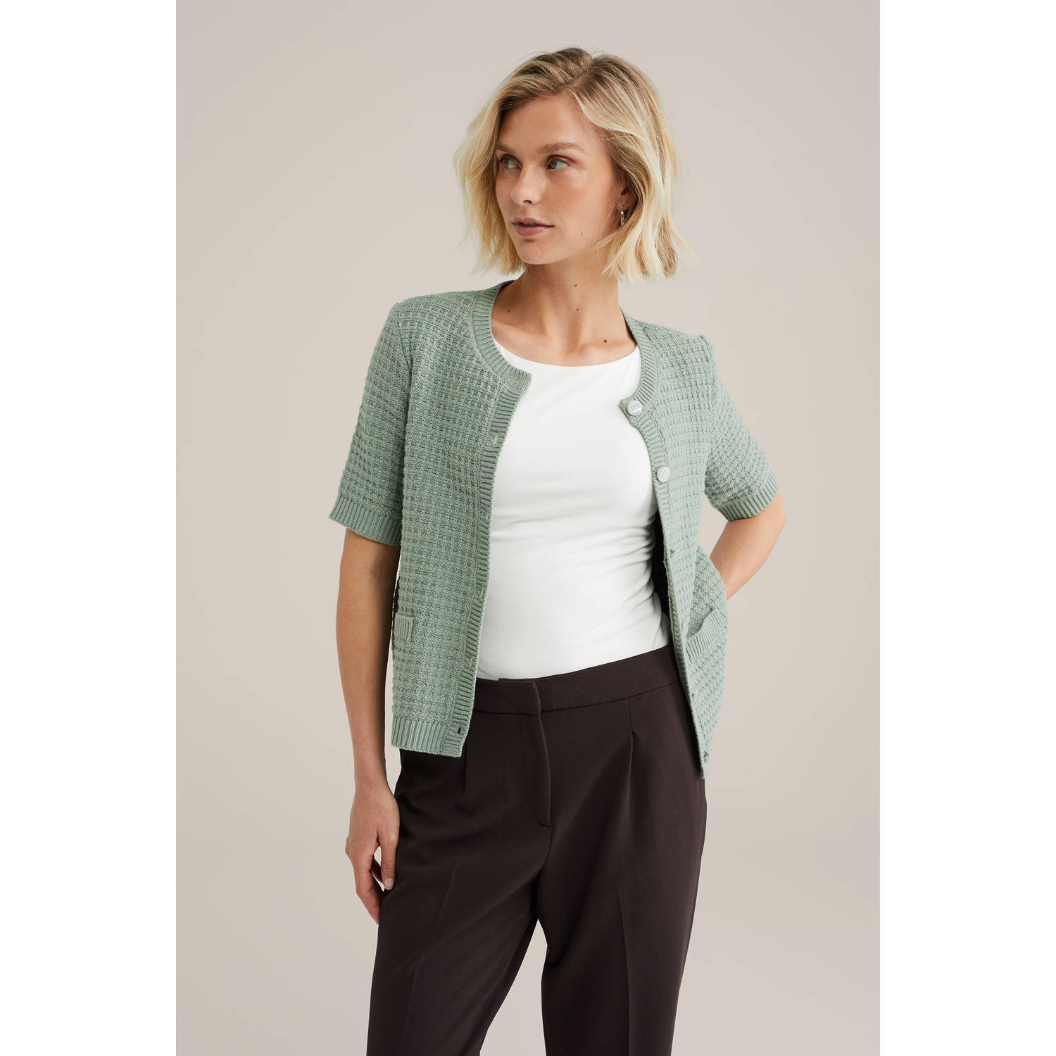 WE Fashion gebreid vest groen